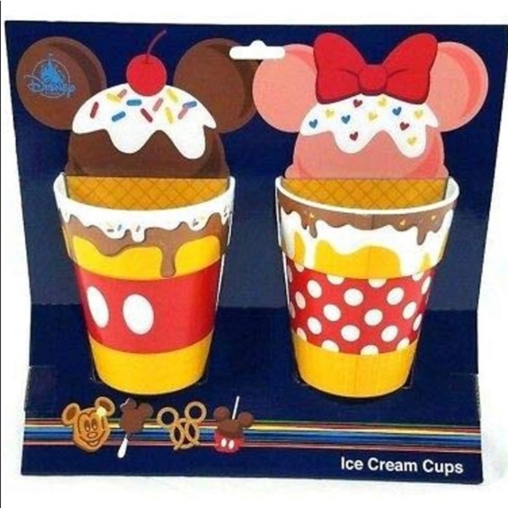 Disney Mickey Minnie Snack Icon Ice Cream Cups Set